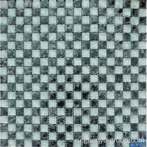 White& Black Glass Cracked Mosaic Tile